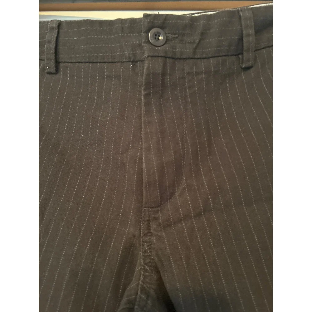 Banana Republic Heritage Mens Brown Pinstripe Cotton Trousers 33x32 Straight Leg - Picture 2 of 7